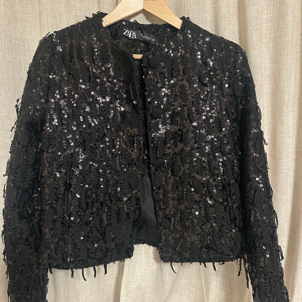 Zara Black Sequin Blazer